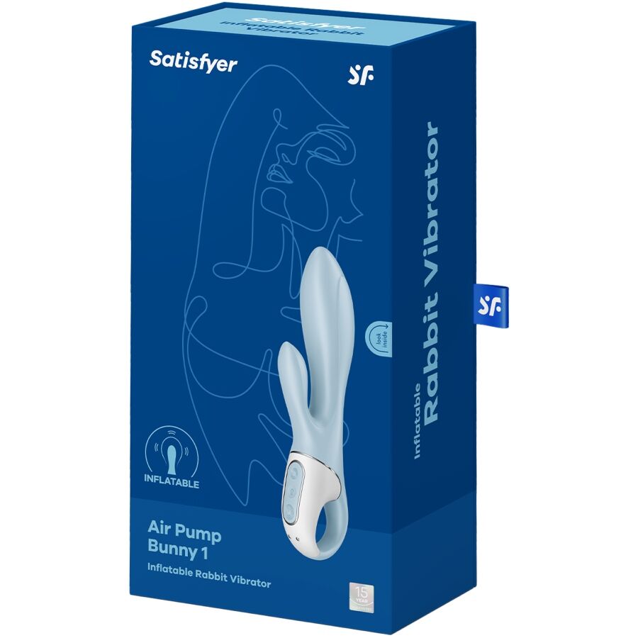 SATISFYER - AIR PUMP BUNNY 1 INFLATABLE RABBIT VIBRATOR BLUE - Kanerotika SL