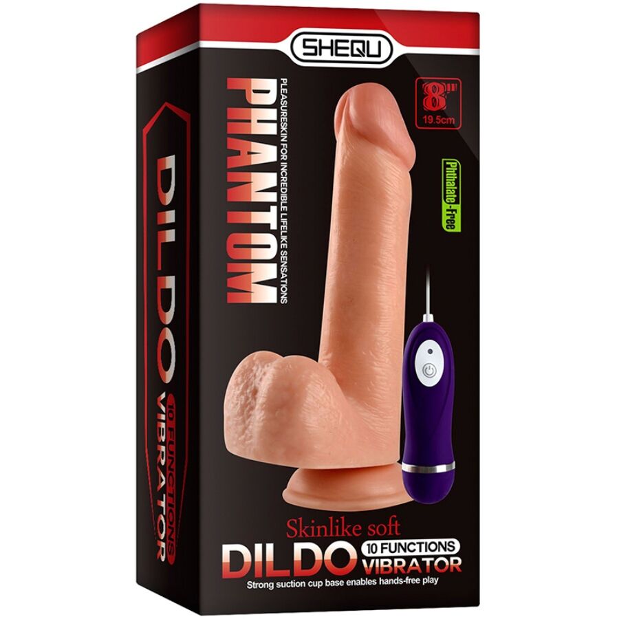 SHEQU - PHANTOM VIBRATING DILDO WITH REMOTE CONTROL 20 CM - Kanerotika SL