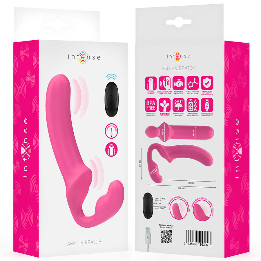 INTENSE - AMY VIBRADOR DOBLE 20 CM ROSA CONTROL REMOTO - Kanerotika SL