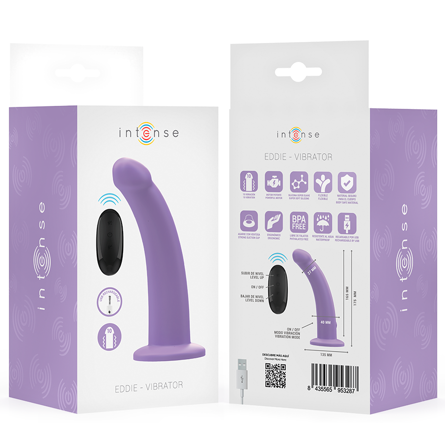 INTENSE - EDDIE VIBRATOR 17.5 CM 10 VIBRATIONS PURPLE REMOTE CONTROL - Kanerotika SL