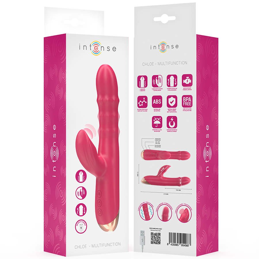 INTENSE - CHLOE VIBRADOR MULTIFUNCIÓN 3 EN 1 ROJO - Kanerotika SL