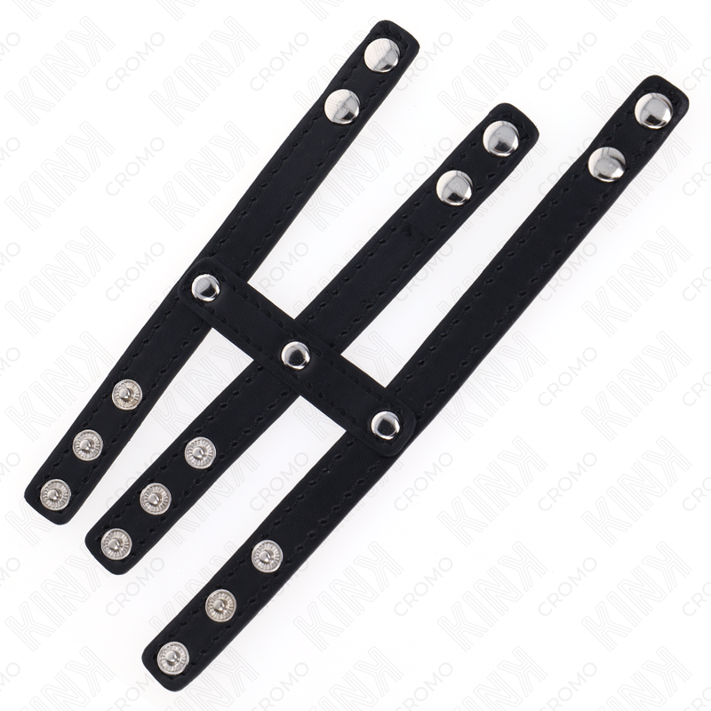 KINK - TRIPLE LEATHER PENIS RING WITH PRESSURE CLOSURE - Kanerotika SL