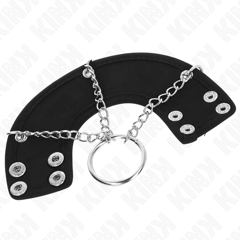 KINK - PENIS RING 4 CM CHAIN 7 CM METAL WITH LEATHER BELT - Kanerotika SL