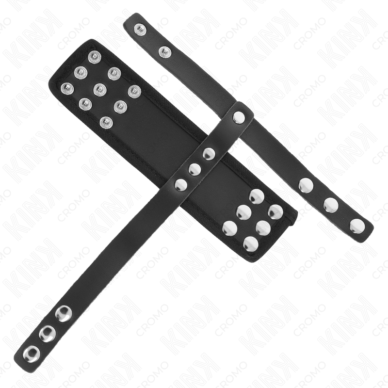 KINK - LEATHER PENIS CAGE RING WITH ADJUSTABLE COATED BALL DIVIDER STRAP - Kanerotika SL