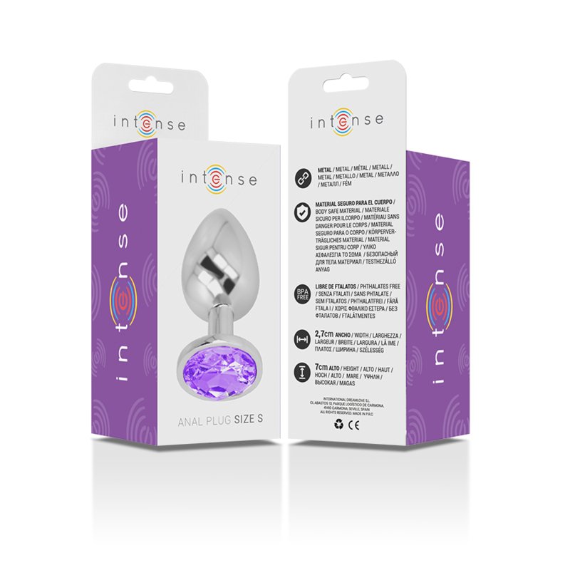 INTENSE - PLUG ANAL METAL ALUMINIO CON CRISTAL VIOLETA TALLA S - Kanerotika SL