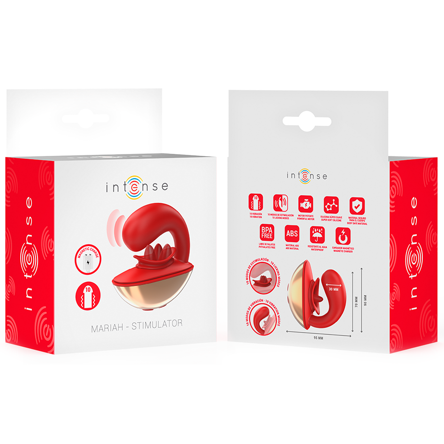 INTENSE - MARIAH VIBRADOR & ESTIMULADOR EN FORMA DE U 10 VIBRACIONES ROJO - Kanerotika SL