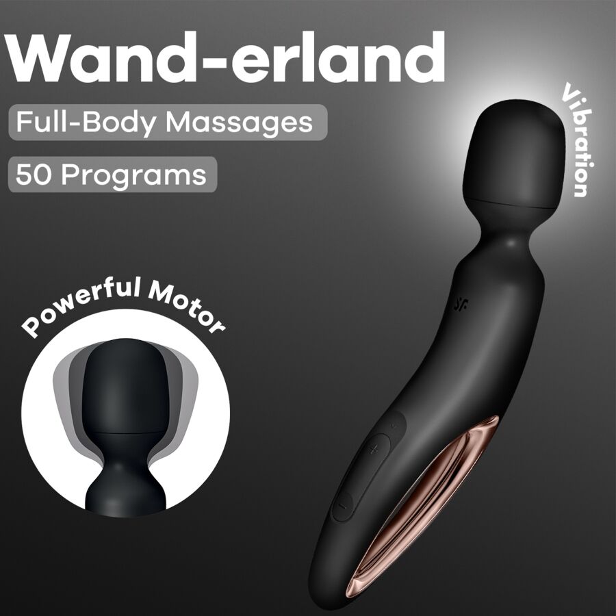 SATISFYER - WAND ERLAND MASAJEADOR VIBRADOR NEGRO - Kanerotika SL