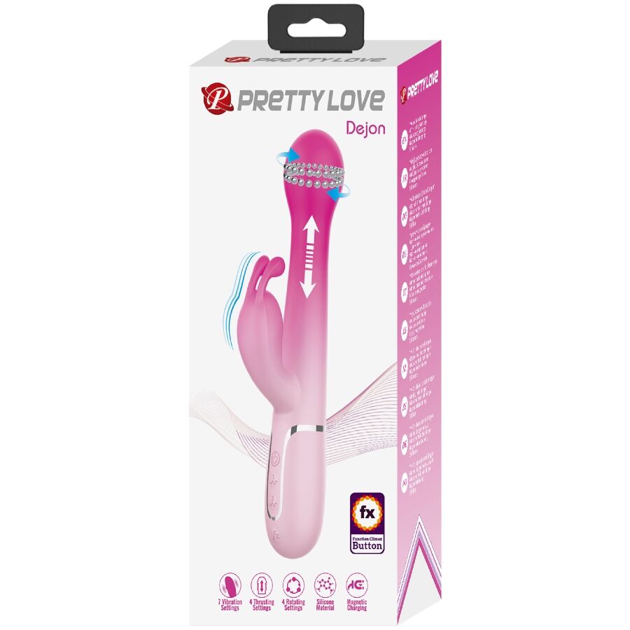 PRETTY LOVE - DEJON 3 IN 1 MULTIFUNCTION RABBIT VIBRATOR PINK - Kanerotika SL