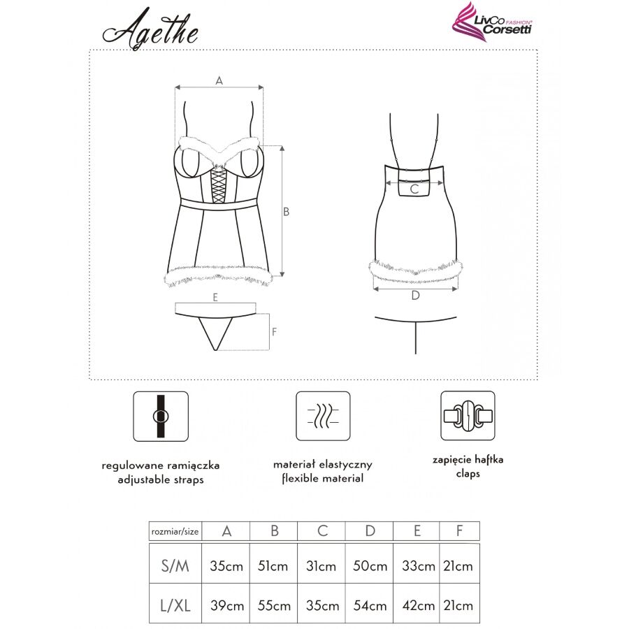 LIVCO CORSETTI FASHION - AGETHE LC 90607 CHEMISE + THONG + CHRISTMAS HAT L/XL - Kanerotika SL