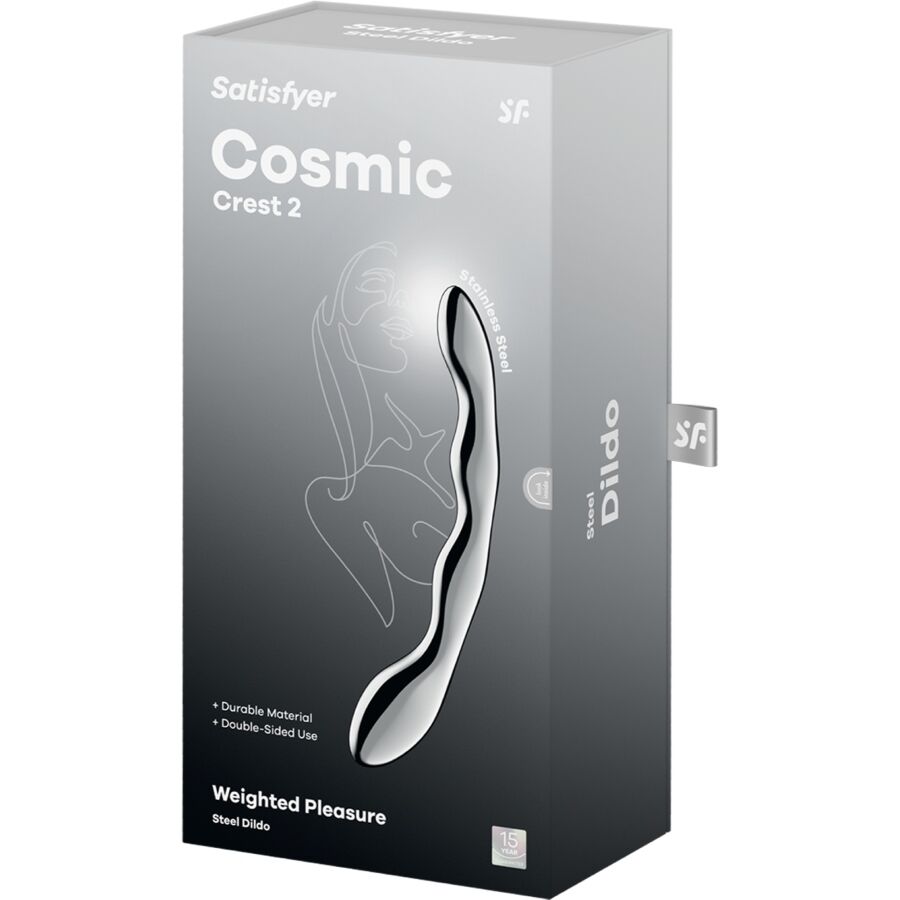 SATISFYER - COSMIC CREST 2 STAINLESS STEEL DOUBLE-ENDED DILDO - Kanerotika SL