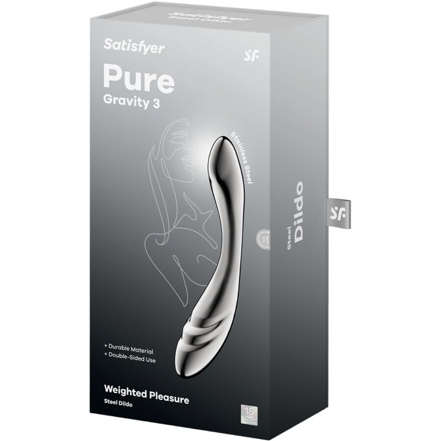 SATISFYER - PURE GRAVITY 3 STAINLESS STEEL DOUBLE-ENDED DILDO - Kanerotika SL