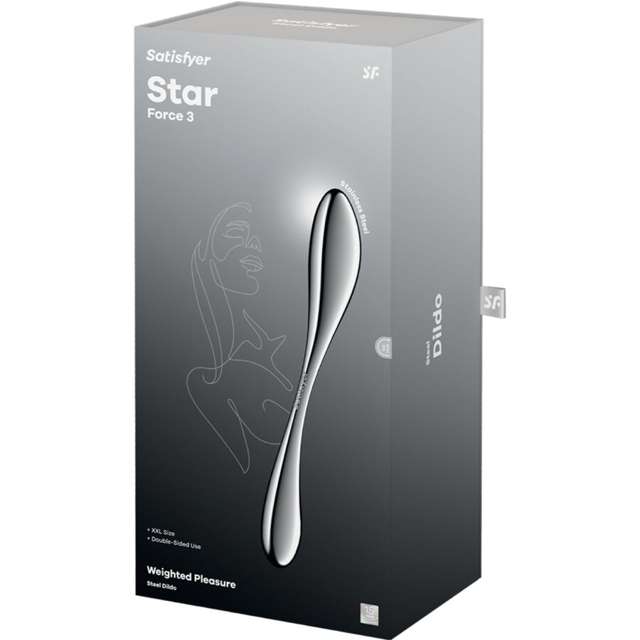 SATISFYER - STAR FORCE 3 STAINLESS STEEL DOUBLE-ENDED DILDO - Kanerotika SL