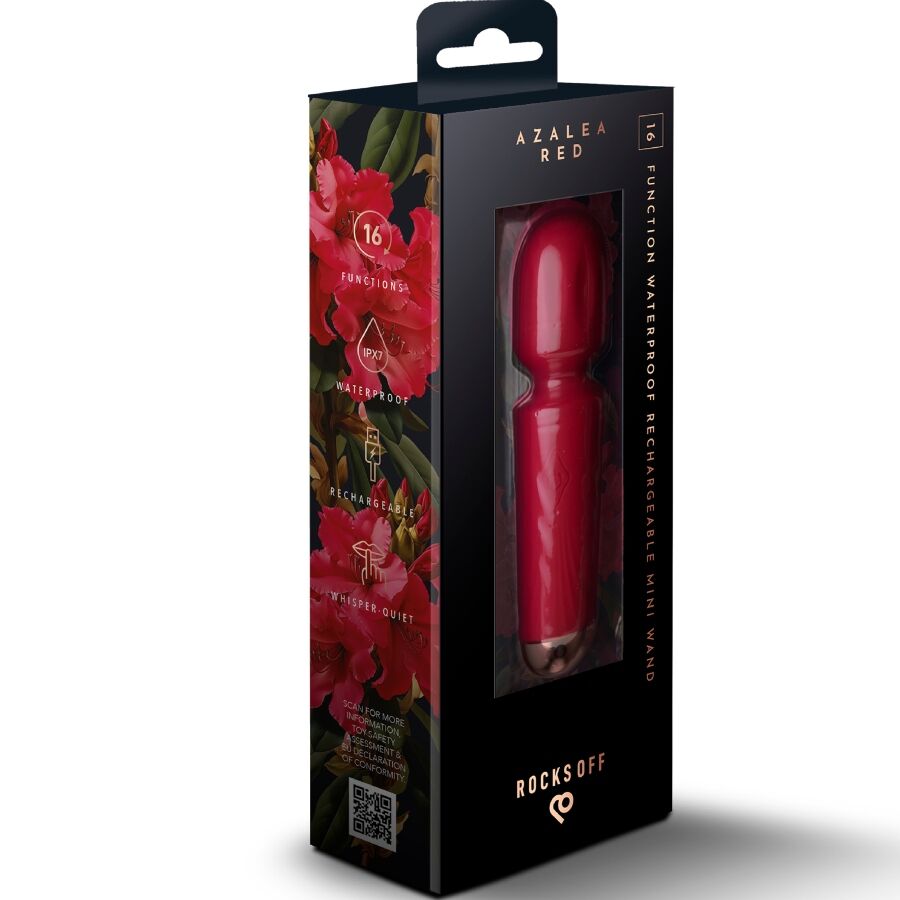 ROCKS-OFF - MINI RECHARGEABLE WAND 16 FUNCTIONS AZALEA RED - Kanerotika SL