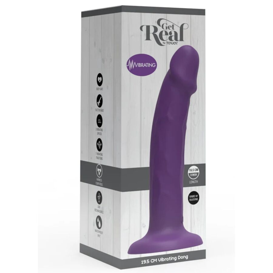 GET REAL - REALISTIC SILICONE VIBRATING DILDO PURPLE 19.5 CM - Kanerotika SL