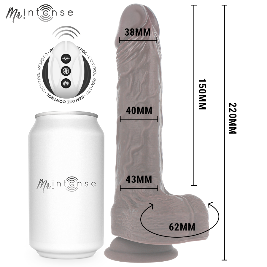 MR INTENSE - MATT REALISTIC MULTIFUNCTION WITH VIBRATION UP AND DOWN REMOTE CONTROL 22 CM -O- 4 CM - Kanerotika SL