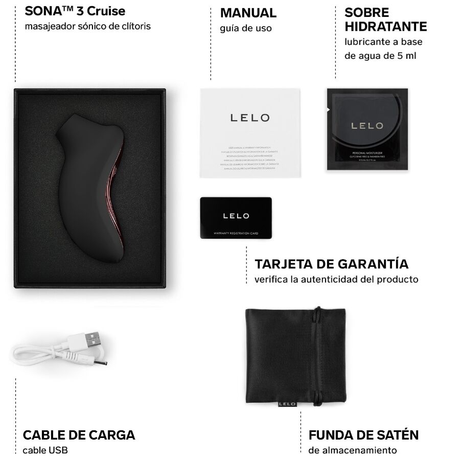 LELO - SONA 3 CRUISE SONIC CLITORAL MASSAGER BLACK - Kanerotika SL