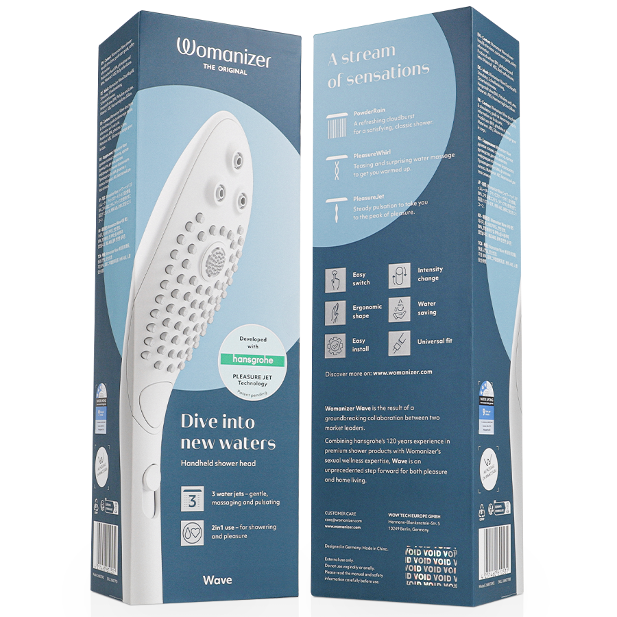 WOMANIZER - WAVE CABEZAL DE DUCHA ESTIMULADOR DE CLITORÍS BLANCO - Kanerotika SL