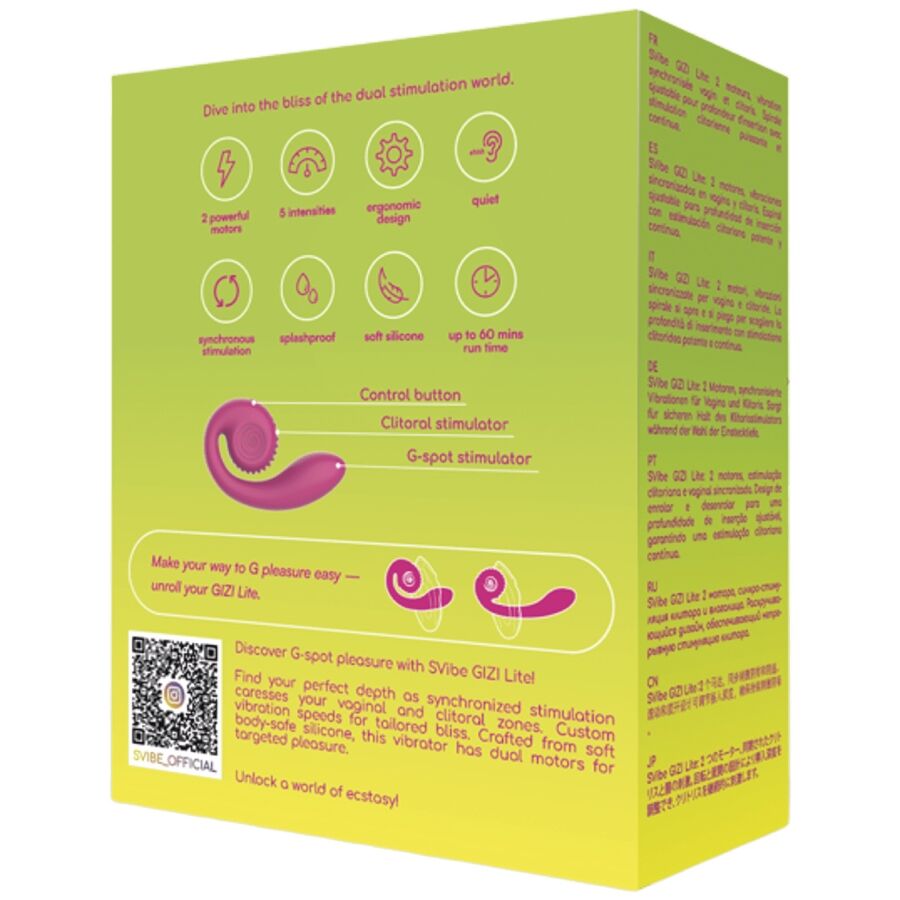 SNAIL VIBE - GIZI LITE VIBRADOR DUAL PUNTO G Y CLÍTORIS ROSA - Kanerotika SL