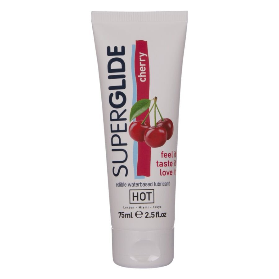 HOT - SUPERGLIDE LUBRICANTE COMESTIBLE BASE AGUA CEREZA 75 ML - Kanerotika SL