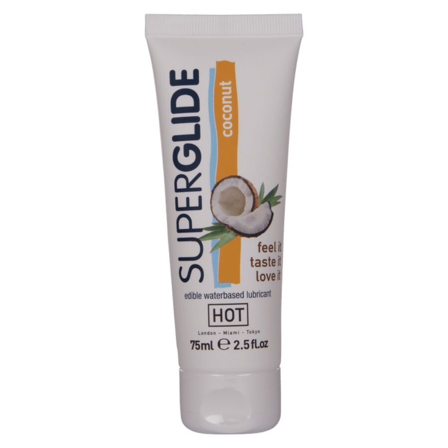 HOT - SUPERGLIDE LUBRICANTE COMESTIBLE BASE AGUA COCO 75 ML - Kanerotika SL
