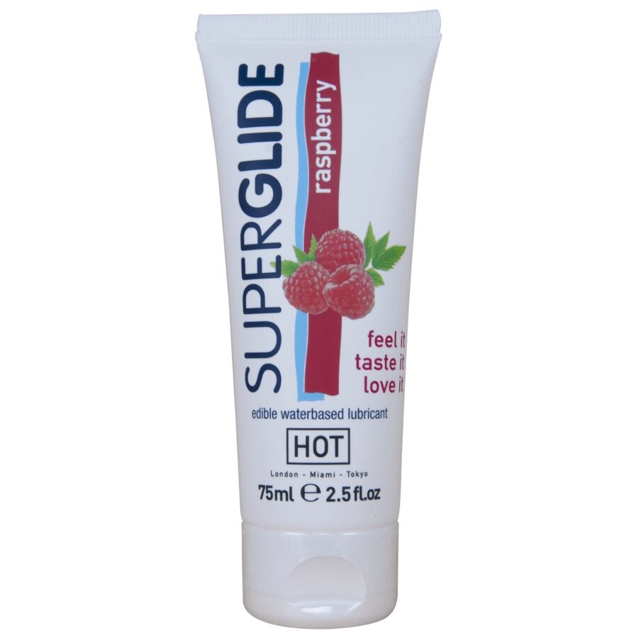 HOT - SUPERGLIDE LUBRICANTE COMESTIBLE BASE AGUA FRAMBUESA 75 ML - Kanerotika SL