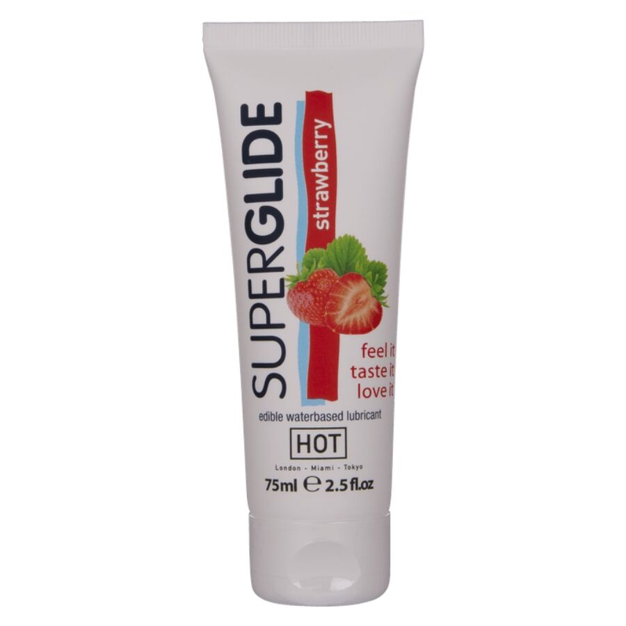 HOT - SUPERGLIDE LUBRICANTE COMESTIBLE BASE AGUA FRESA 75 ML - Kanerotika SL
