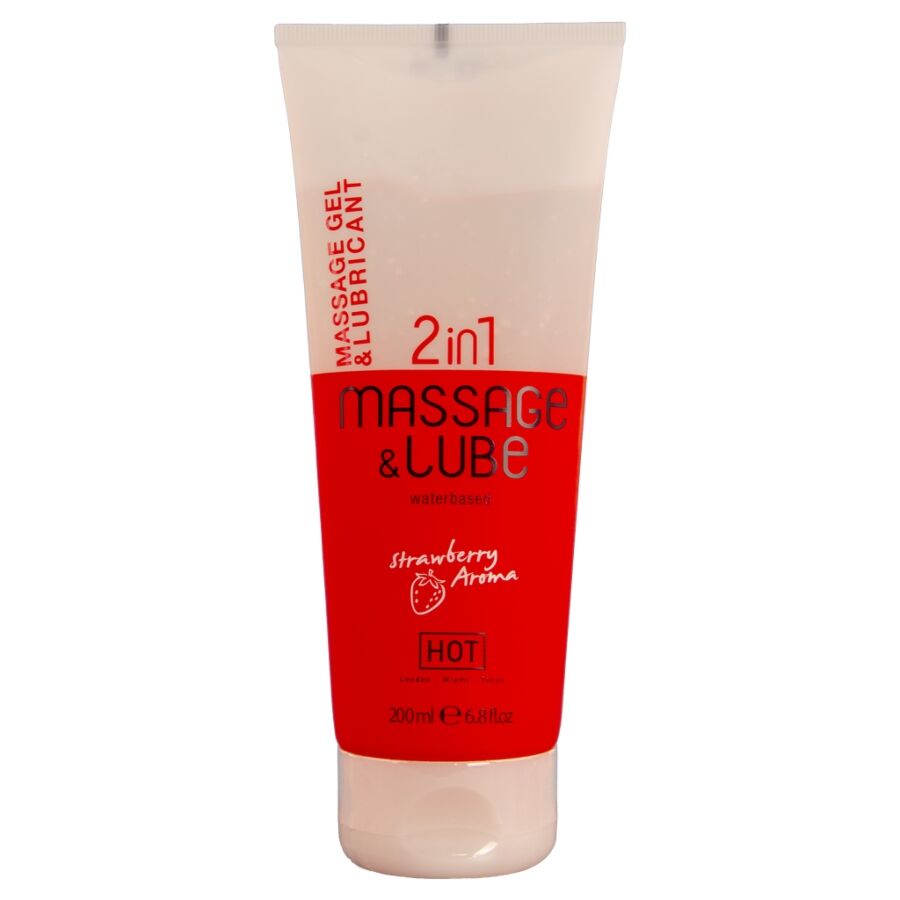 HOT - MASSAGE & GLIDE GEL 2 EN 1 FRESA 200 ML - Kanerotika SL