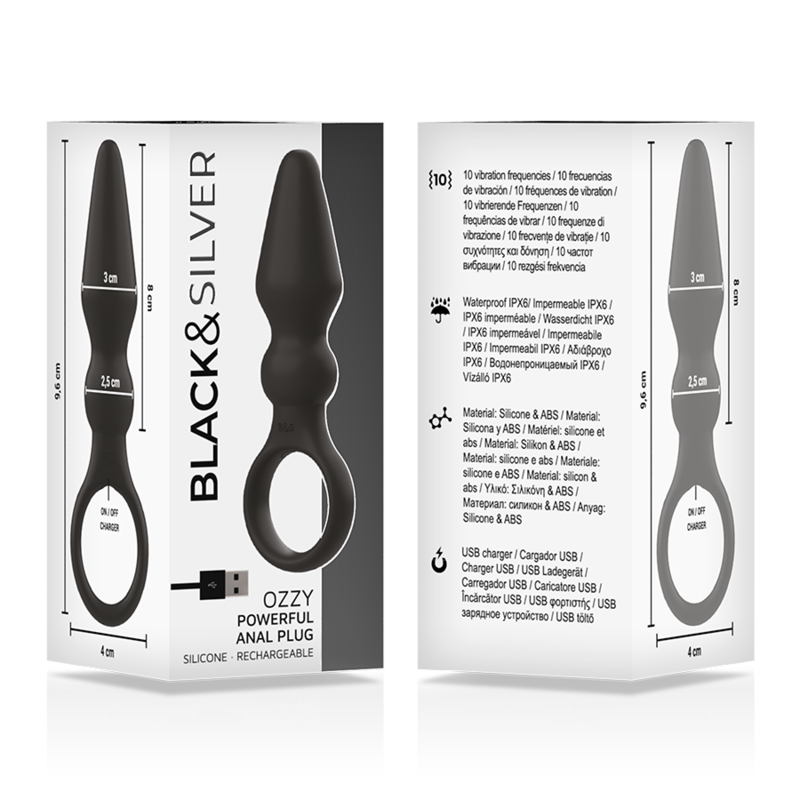 BLACK&SILVER - OZZY POWERFUL SILICONE ANAL PLUG - Kanerotika SL